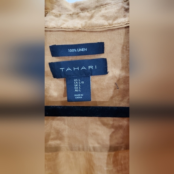 Tahari Linen Button Up Tunic in Tumeric. Sz. Large - Picture 4 of 4